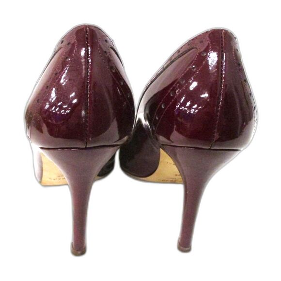 Kate Spade  Dark Red Patent Leather Peep-toe Perforated Heels - Size 9.5 - Picture 3 of 9